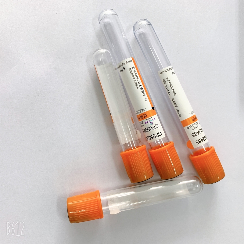 Bcs PET 13*75mm Orange Top Blood Tube Smooth Inner Surface Leakage Proof